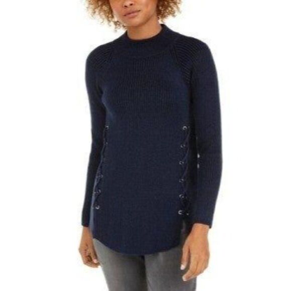 Size XSmall Style & Co Mock Neck Lace-up Sweater - Picture 1 of 1